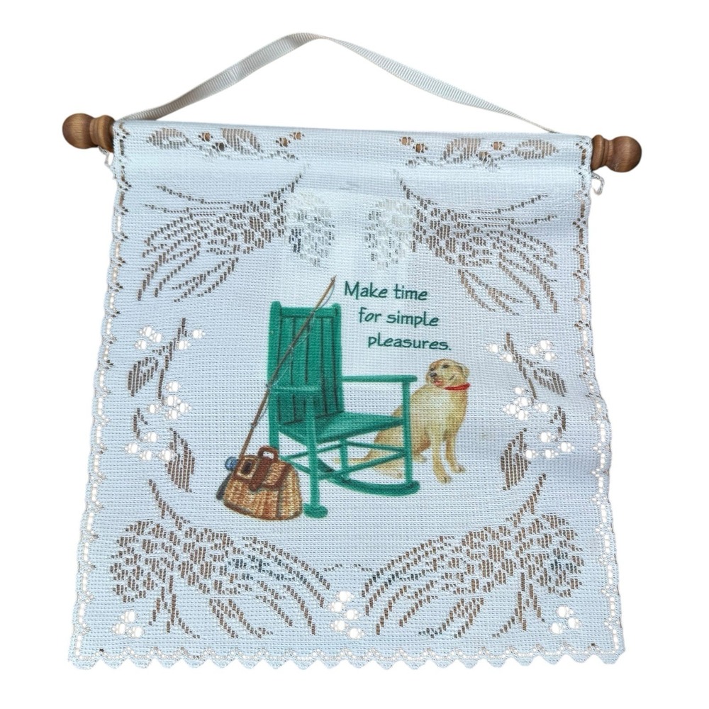 Heritage Lace Simple Pleasures Wall Hanging Banner‎ Lab Dog Fishing -SP NEW C72Q